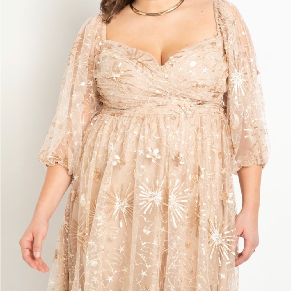 Ruched Bodice Novelty Sequin Dress